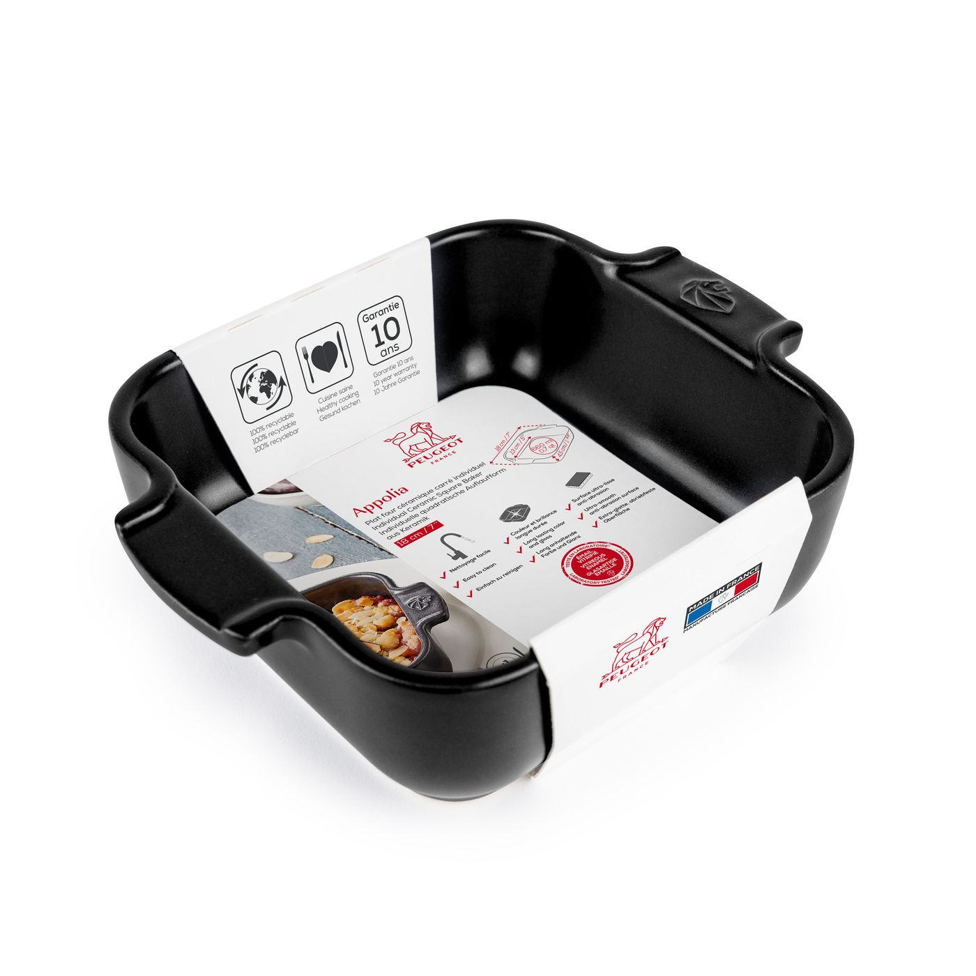 Plat à four carré noir 18 cm